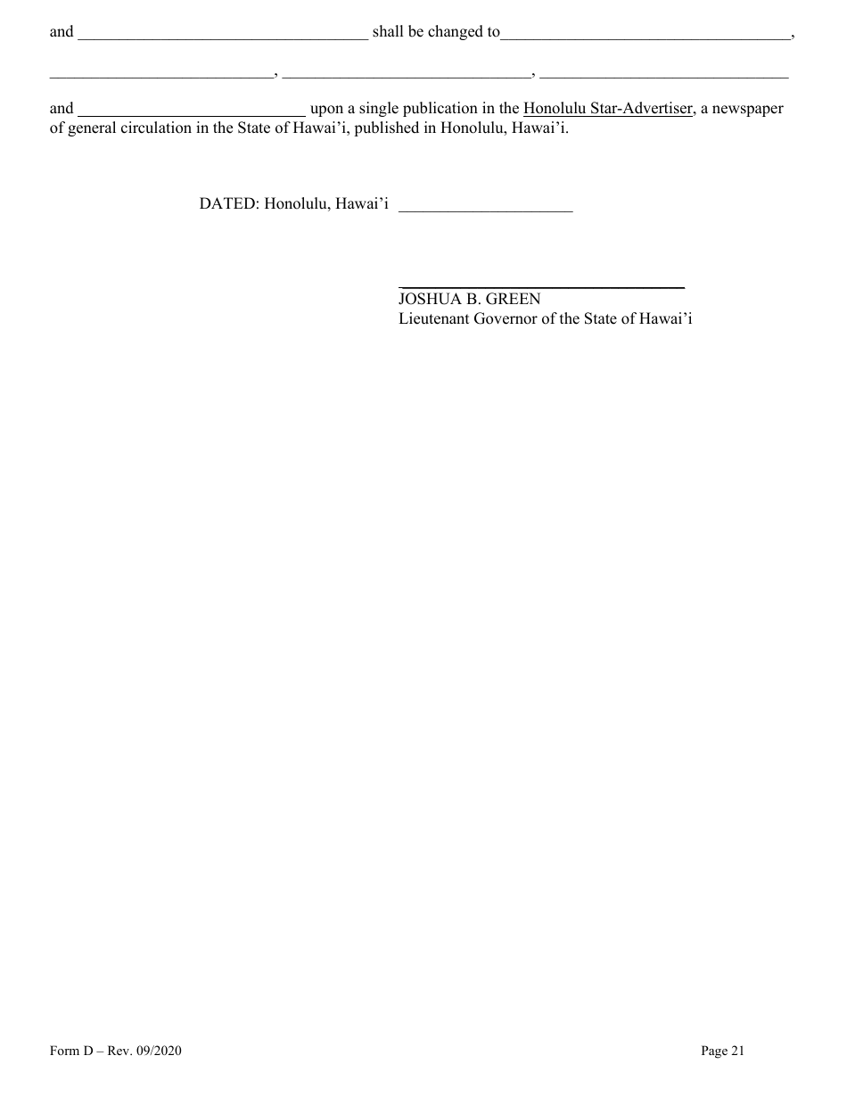 Form D Name Change for Family - Hawaii, Page 21