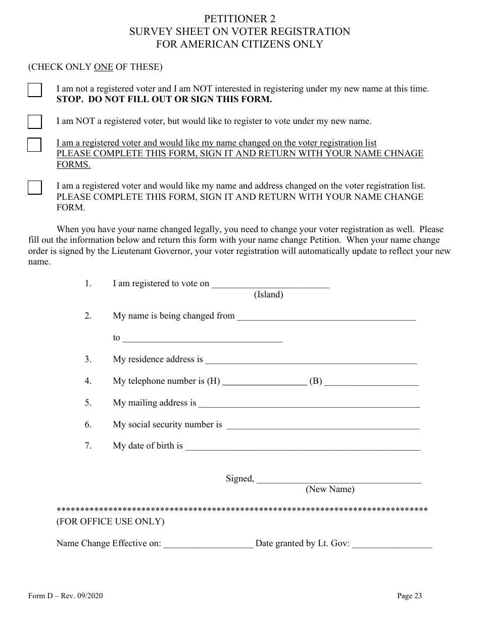 Form D Name Change for Family - Hawaii, Page 23