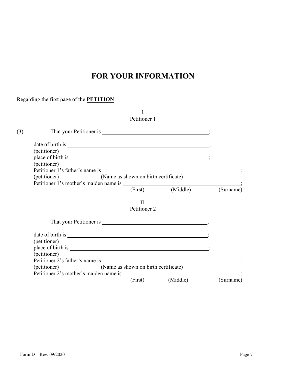Form D Name Change for Family - Hawaii, Page 7