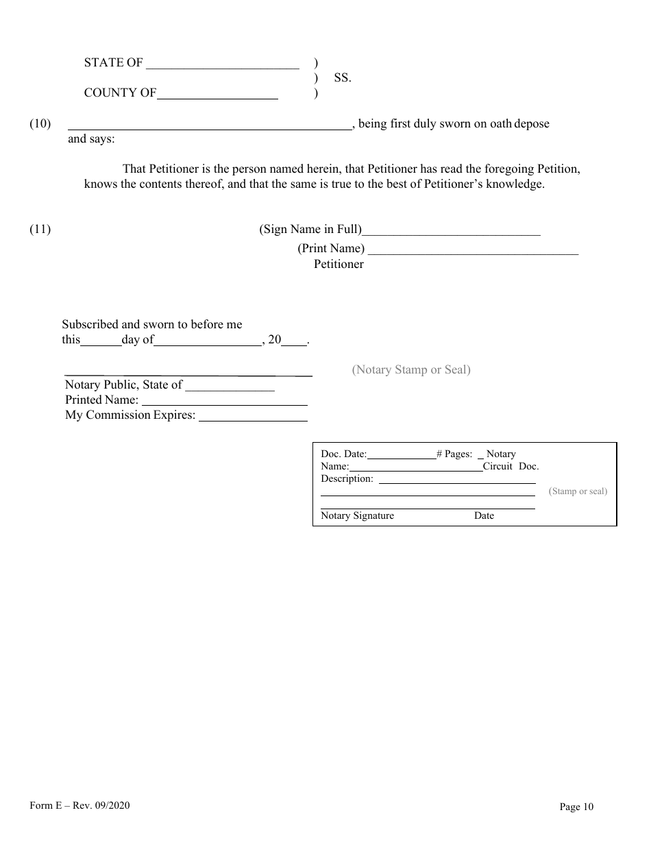 Form E Name Change of a Minor by One Parent With the Notarized Consent of the Other Parent - Hawaii, Page 10