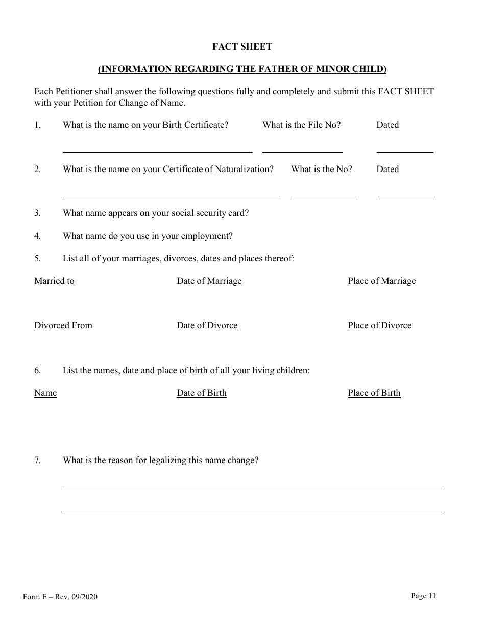 Form E Name Change of a Minor by One Parent With the Notarized Consent of the Other Parent - Hawaii, Page 12