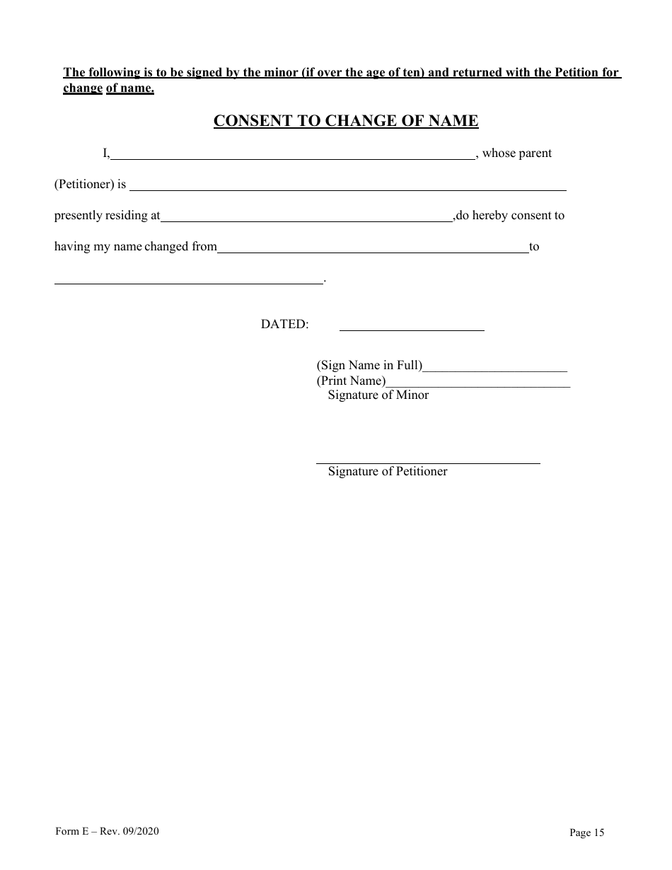 Form E Name Change of a Minor by One Parent With the Notarized Consent of the Other Parent - Hawaii, Page 16