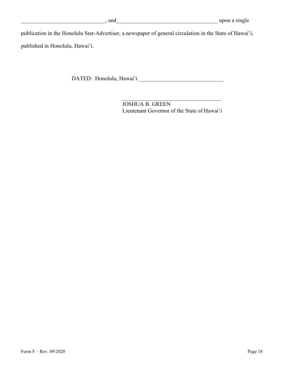 Form F Name Change of Parent and Minor Children With the Notarized Consent of the Other Parent - Hawaii, Page 18