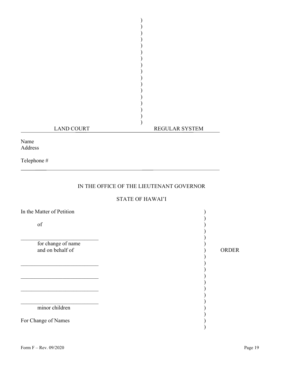 Form F Name Change of Parent and Minor Children With the Notarized Consent of the Other Parent - Hawaii, Page 19