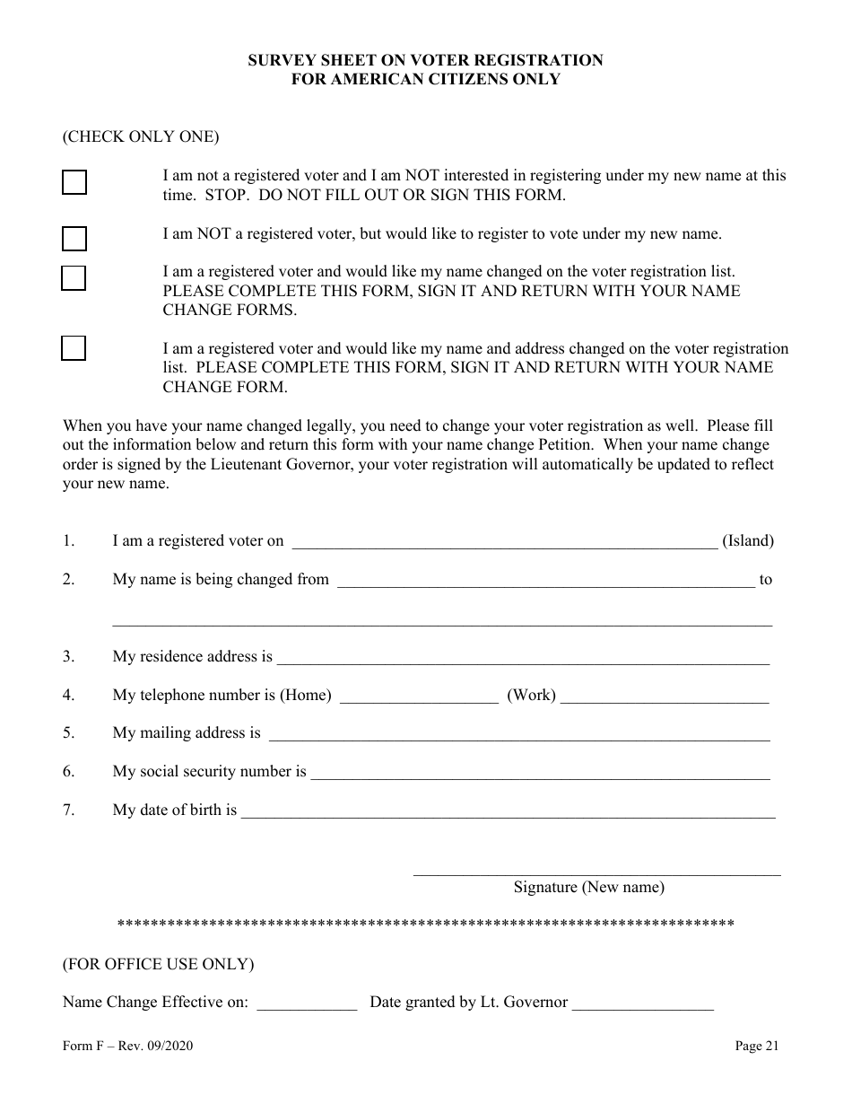 Form F Name Change of Parent and Minor Children With the Notarized Consent of the Other Parent - Hawaii, Page 21