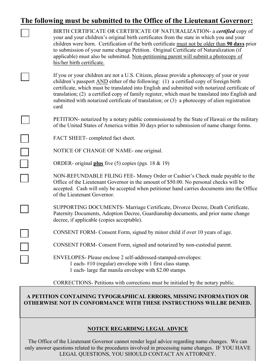 Form F Name Change of Parent and Minor Children With the Notarized Consent of the Other Parent - Hawaii, Page 6