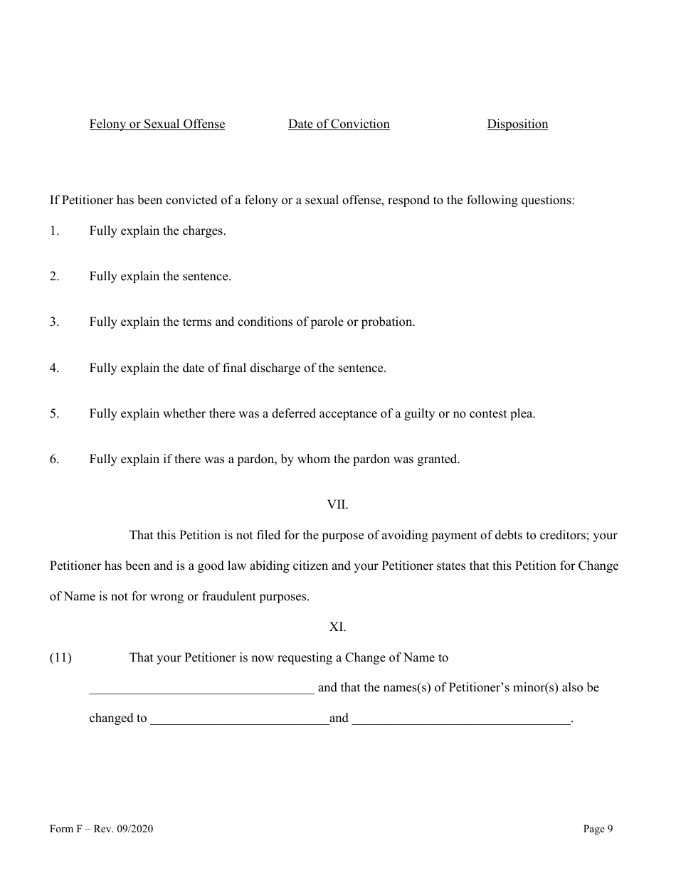 Form F Name Change of Parent and Minor Children With the Notarized Consent of the Other Parent - Hawaii, Page 9