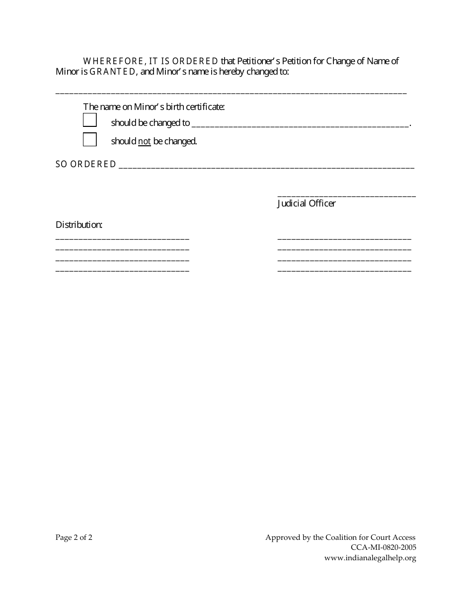 Minor Child Name Change With Consent of Other Parent - Indiana, Page 12