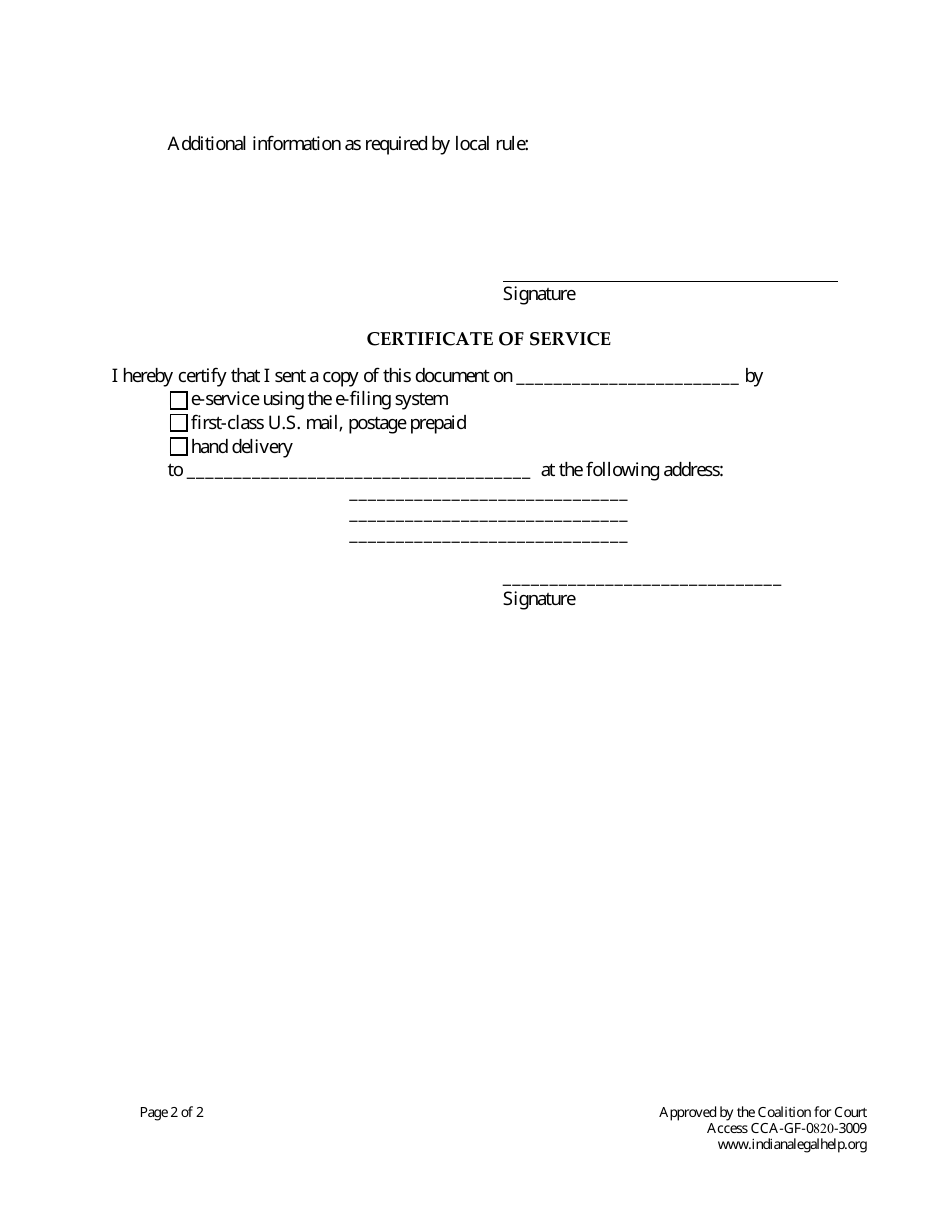 Minor Child Name Change With Consent of Other Parent - Indiana, Page 2