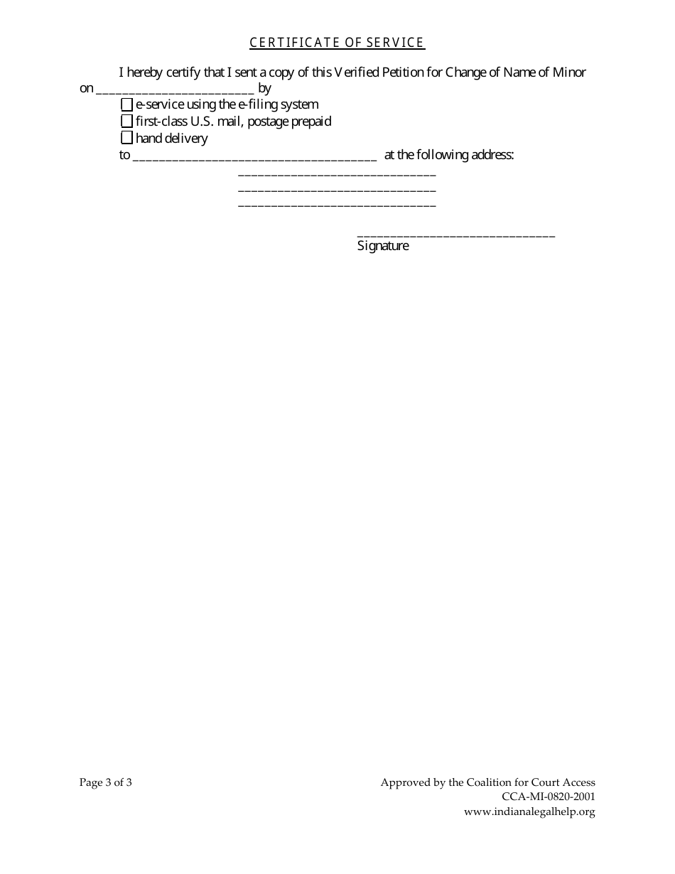 Minor Child Name Change With Consent of Other Parent - Indiana, Page 6