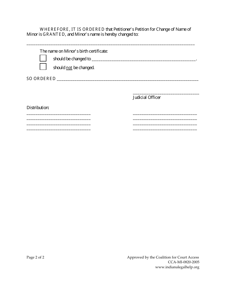 Minor Child Name Change Without Consent of Other Parent - Indiana, Page 12