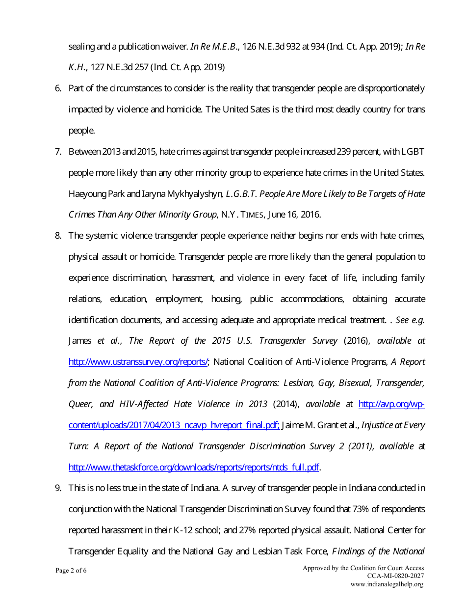 Minor Child Name Change Without Consent of Other Parent - Indiana, Page 18