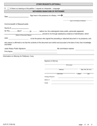 Form CJP27 Petition to Change Name of Adult - Massachusetts, Page 2