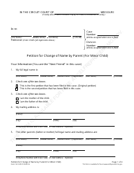 Document preview: Form CAFC402 Petition for Change of Name by Parent (For Minor Child) - Missouri