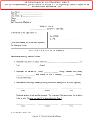 Document preview: Petition for Adult Name Change - Nevada