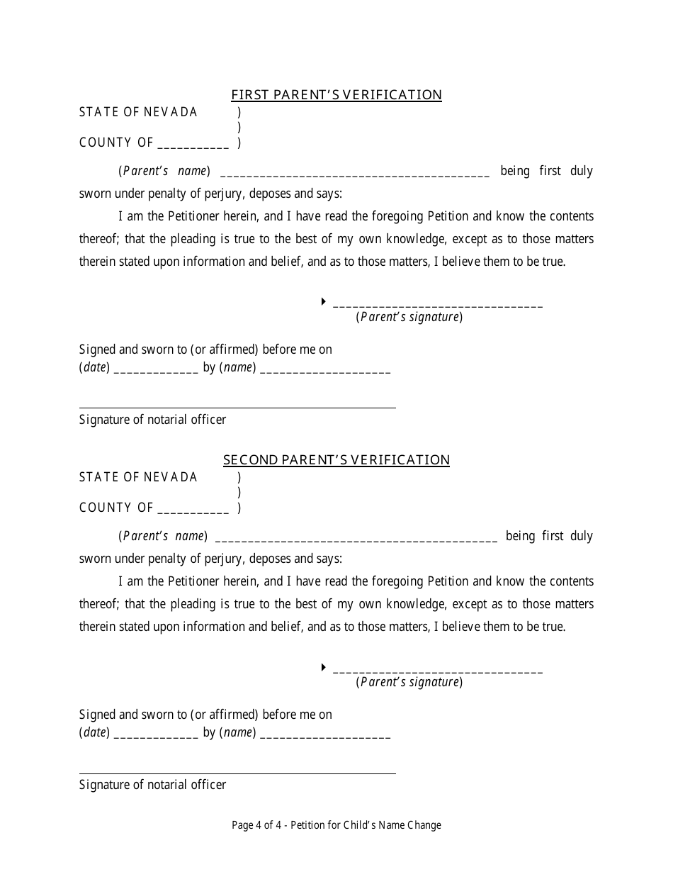 Petition to Change Minor Child(Ren)s Name - Nevada, Page 4