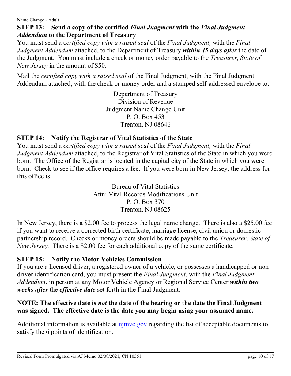 Form CN10551 Name Change Form - Adult - New Jersey, Page 10