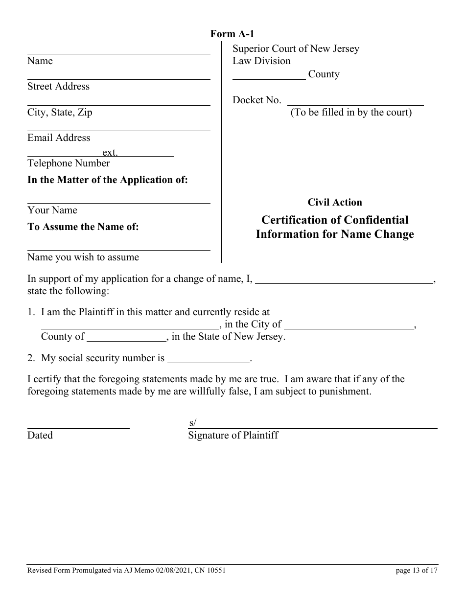 Form CN10551 Name Change Form - Adult - New Jersey, Page 13