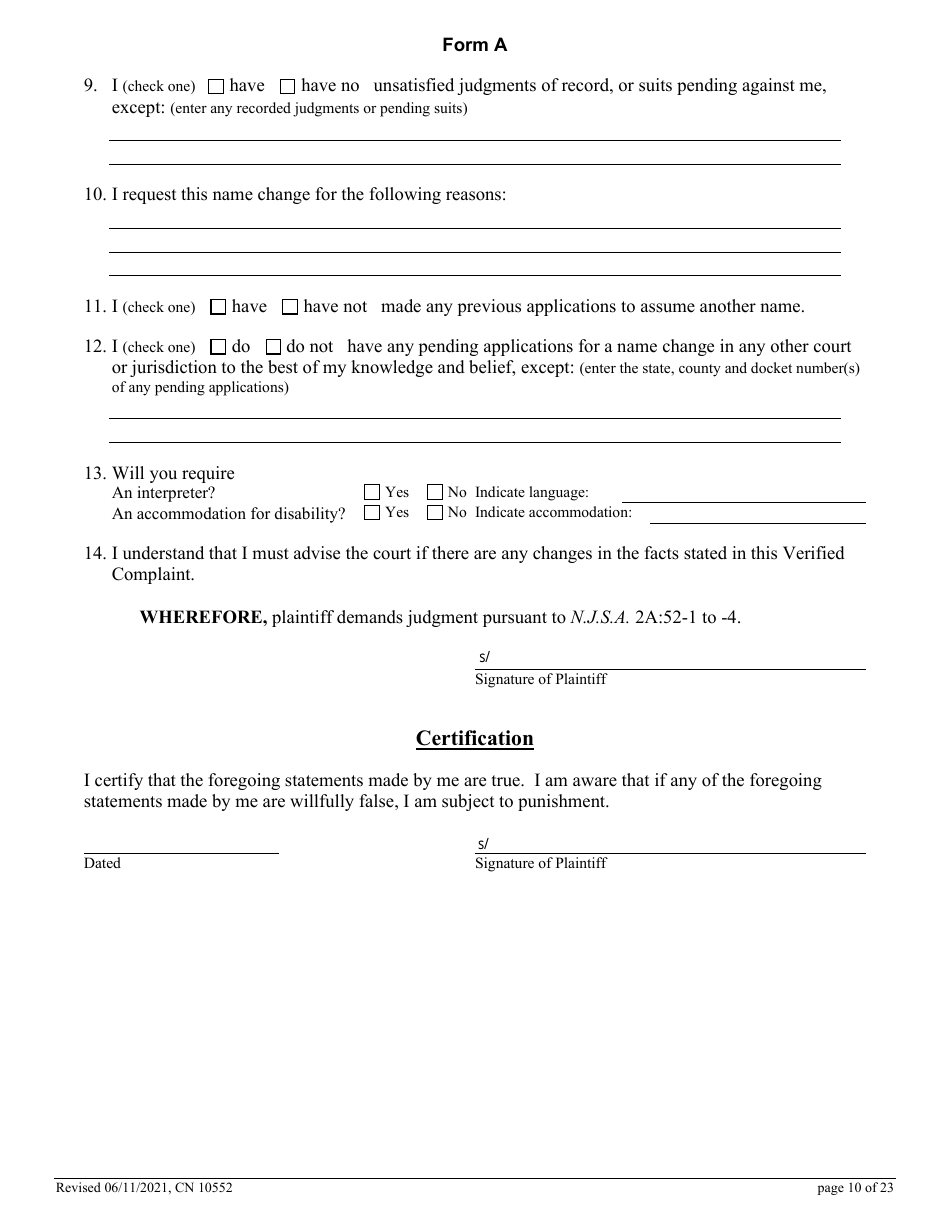Form CN10552 Name Change Form - Family - New Jersey, Page 10