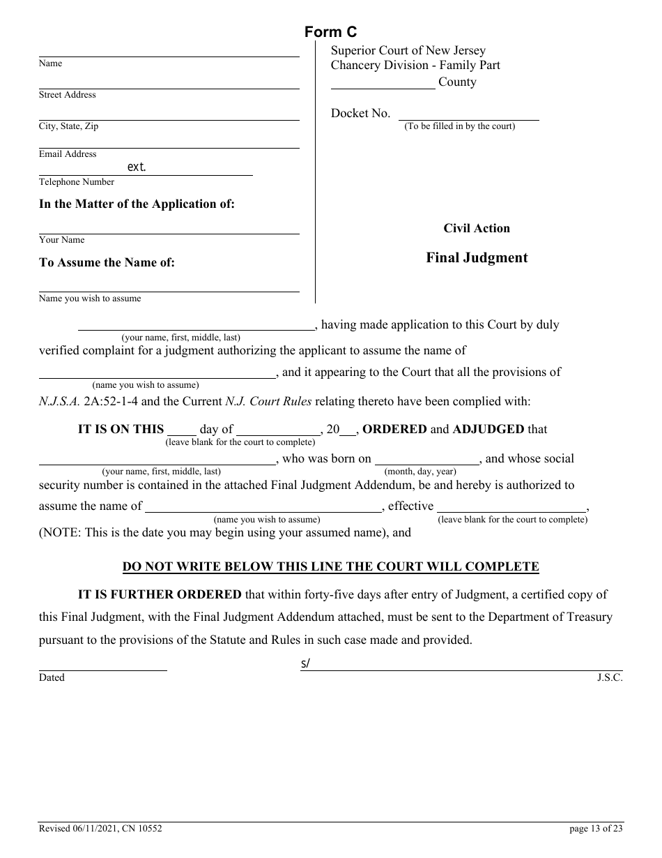 Form CN10552 Name Change Form - Family - New Jersey, Page 13