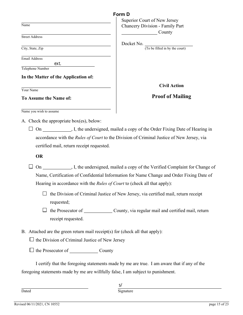 Form CN10552 Name Change Form - Family - New Jersey, Page 15