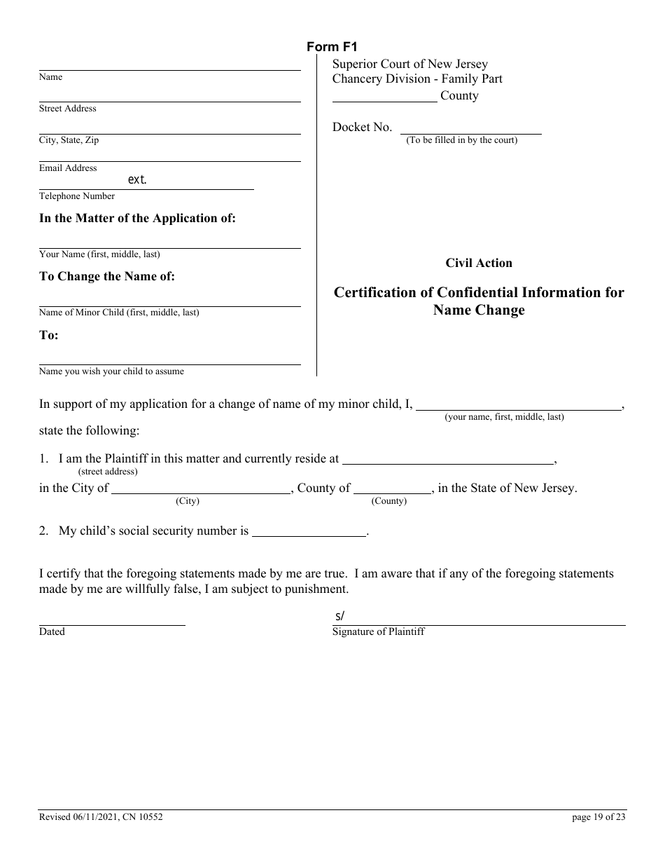 Form CN10552 Name Change Form - Family - New Jersey, Page 19