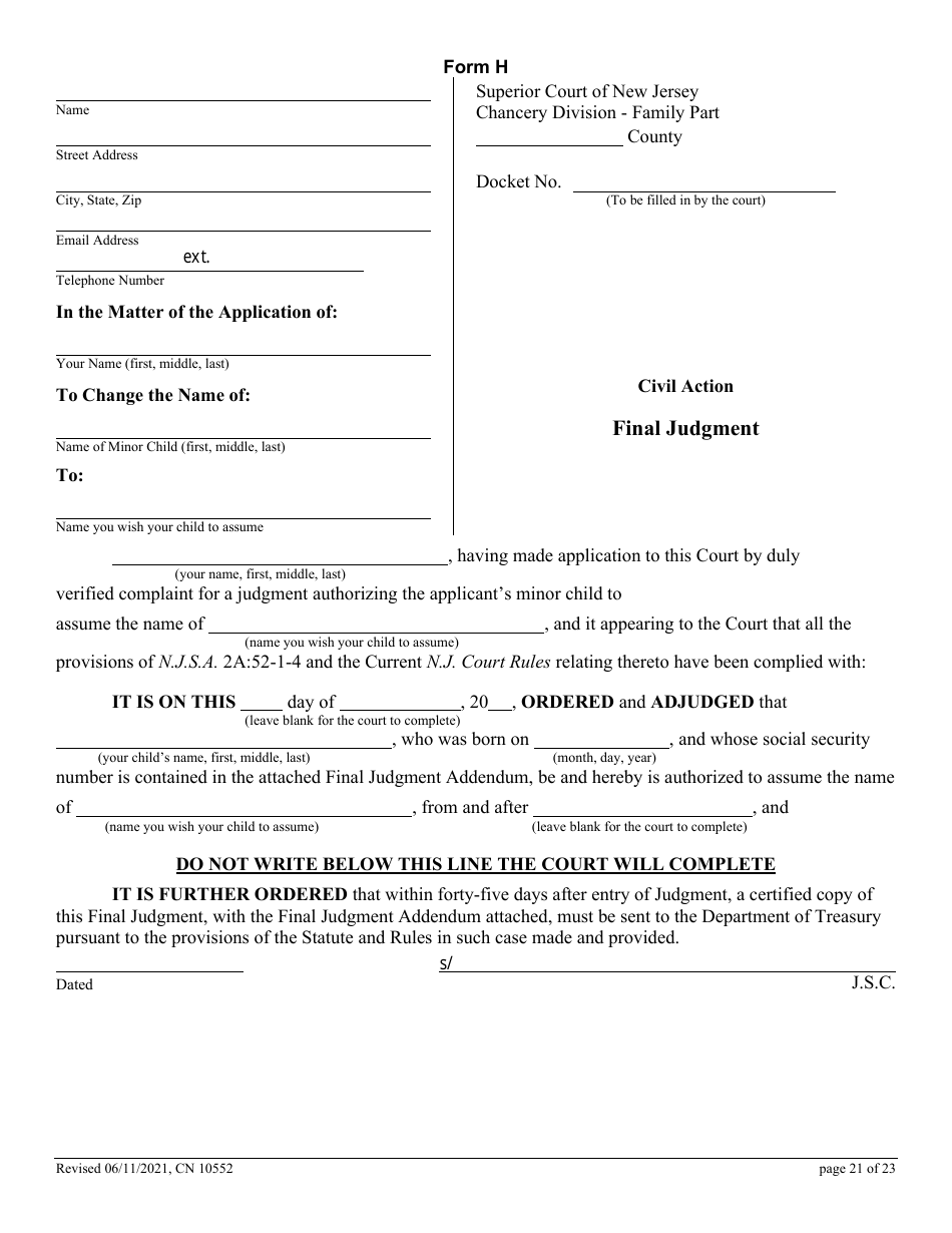Form CN10552 Name Change Form - Family - New Jersey, Page 21