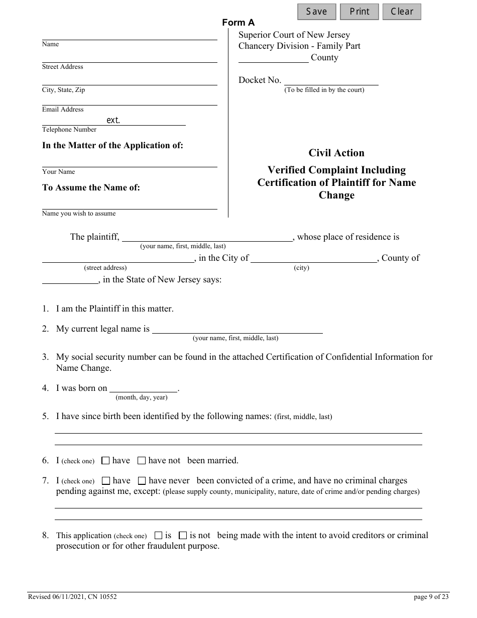 Form CN10552 Name Change Form - Family - New Jersey, Page 9