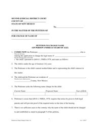 Document preview: Petition to Change Name (Of Person Under 14 Years of Age) - New Mexico