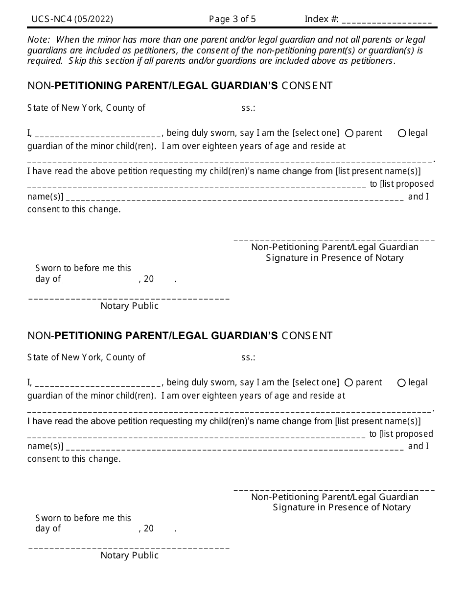 Form UCS-NC4 Family Name Change Petition - New York, Page 3