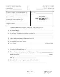 Document preview: Form UJS-025 Verified Petition for Adult Name Change - South Dakota