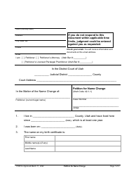 Form 1700FAJ Petition for Name Change - Adults - Utah