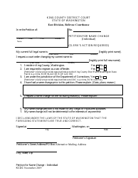Document preview: Petition for Name Change (Individual) - King County, Washington