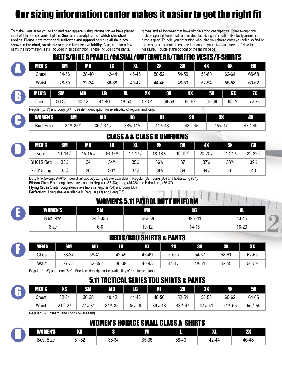 Police Uniform Size Chart Download Printable PDF Templateroller