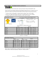 Document preview: Football Shirt & Shorts Size Chart - Uniq