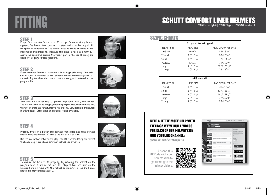 Football Helmet Size Chart Schutt Sports Download Printable PDF