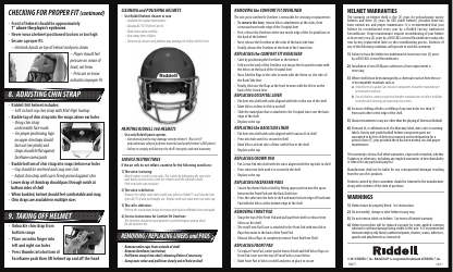 Football Helmet Size Chart - Riddell, Page 2