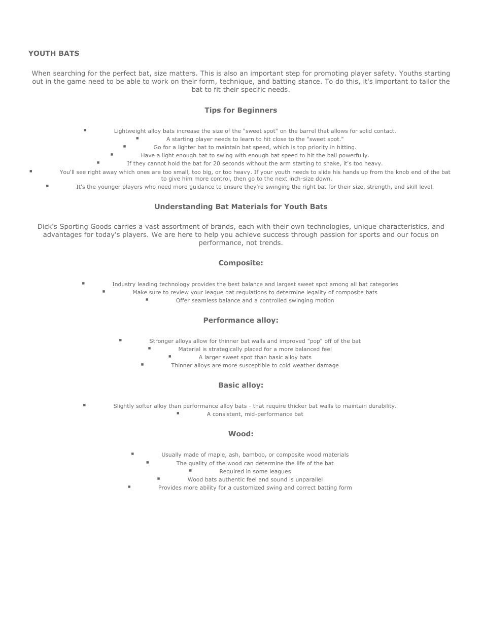 Baseball / Softball Bat  Glove Size Chart - Grey and Green, Page 3