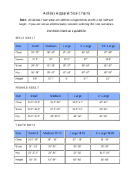 Document preview: Apparel Size Chart - Adidas
