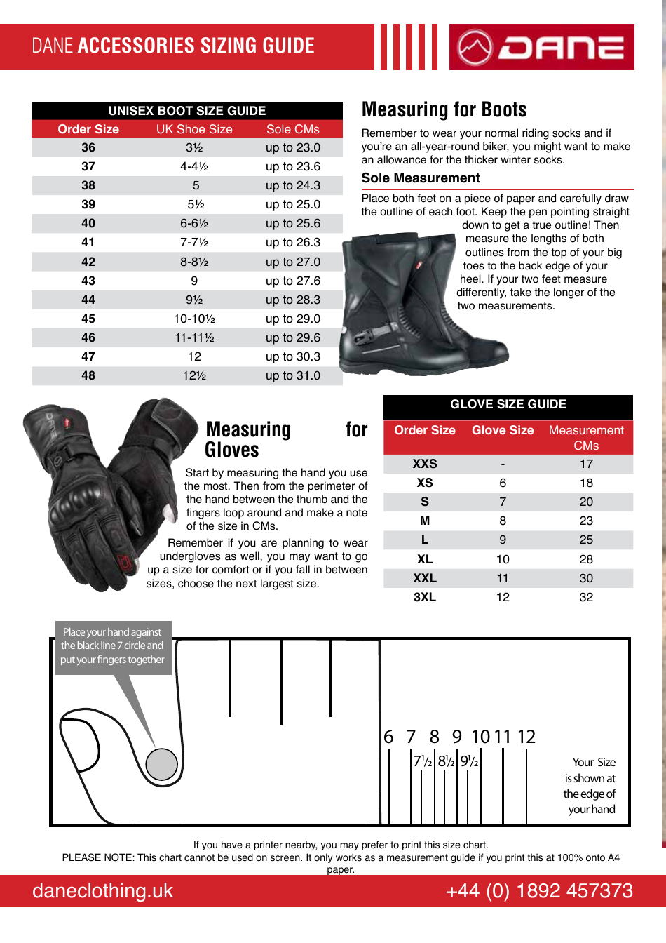 Motorcycle Clothing Size Chart - Dane, Page 5