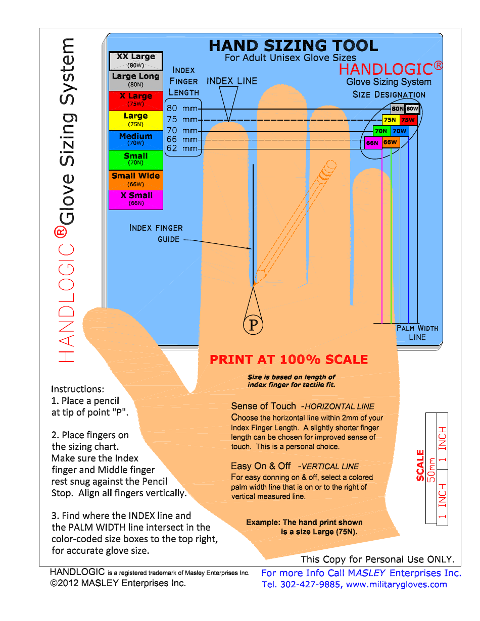 Handlogic Glove Size Chart