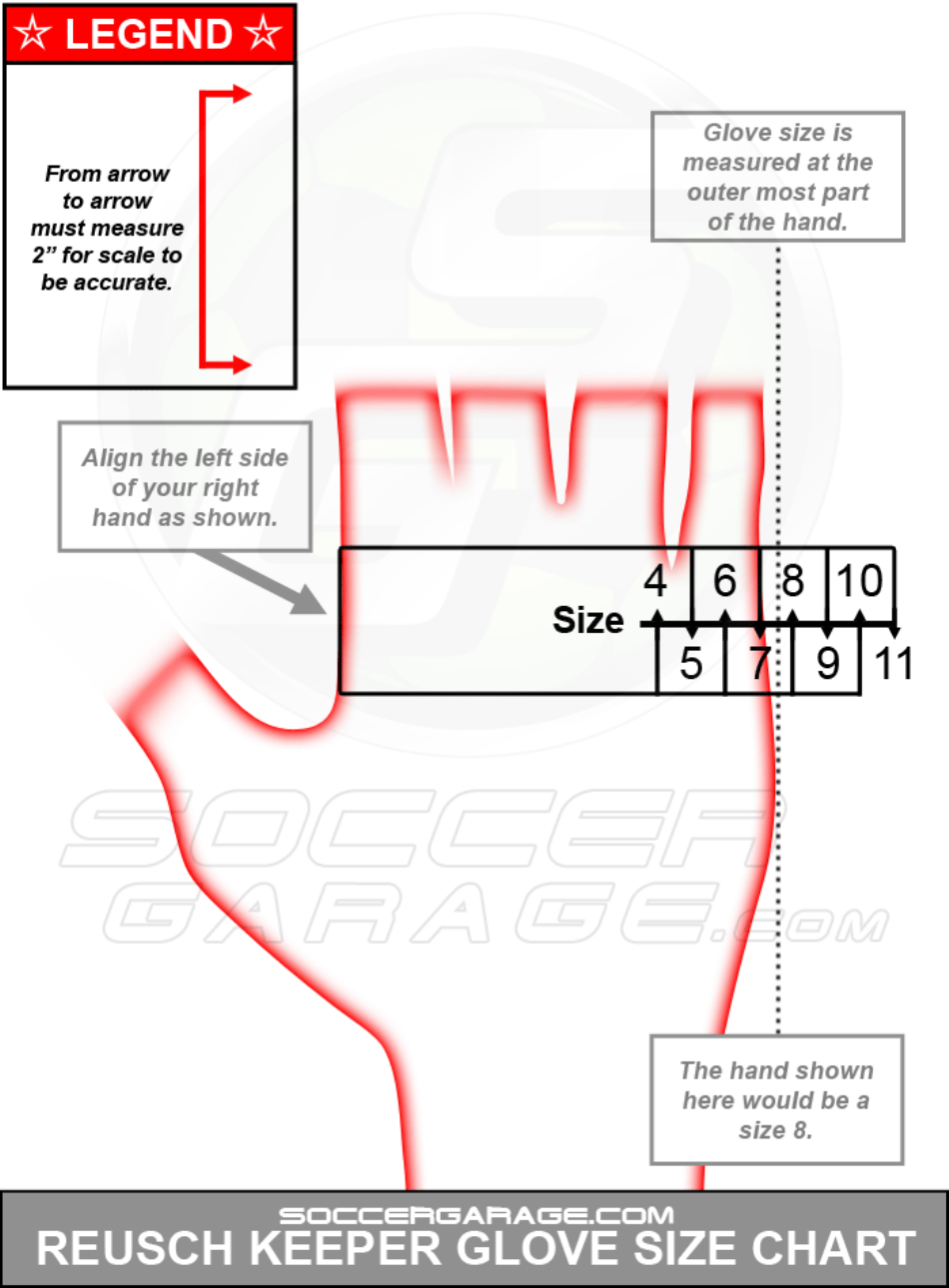 Reusch Red Keeper Glove Size Chart Preview