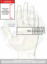 Document preview: Keeper Glove Size Chart - Reusch Beige