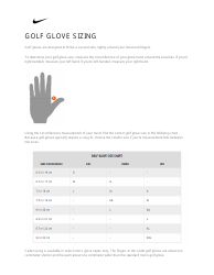 Document preview: Golf Glove Size Chart - Nike