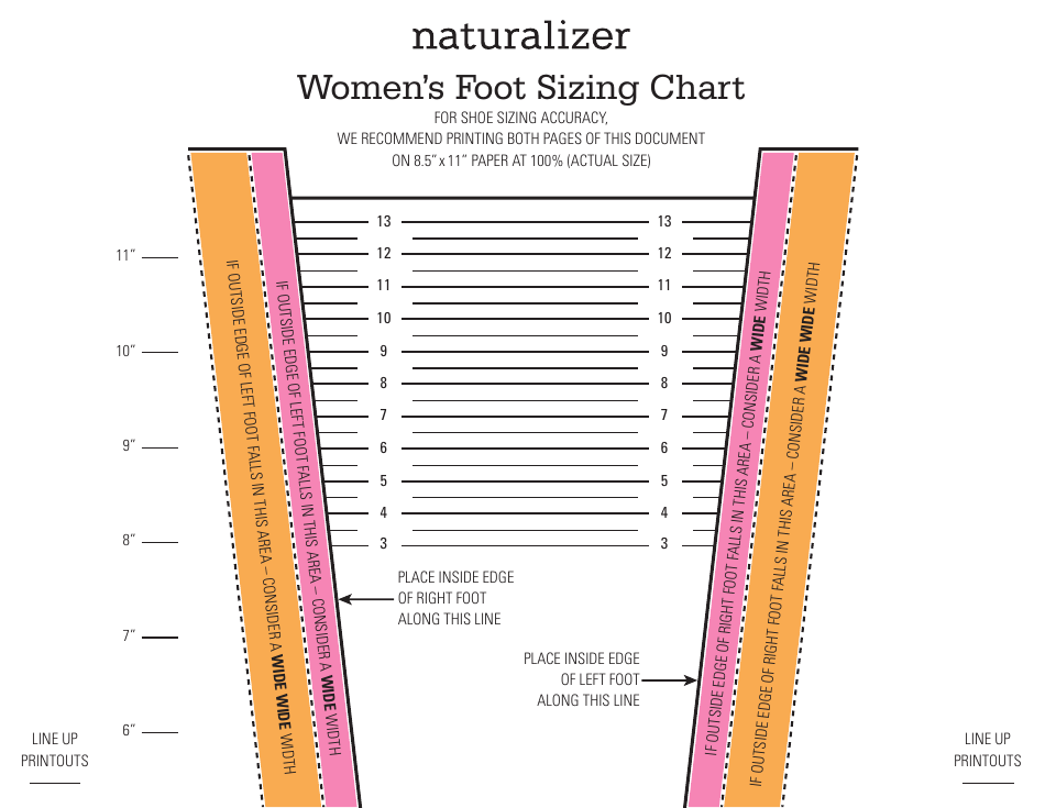 Women's Foot Sizing Chart - Naturalizer