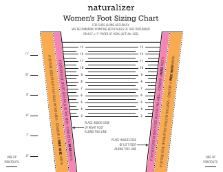 Document preview: Women's Foot Sizing Chart - Naturalizer