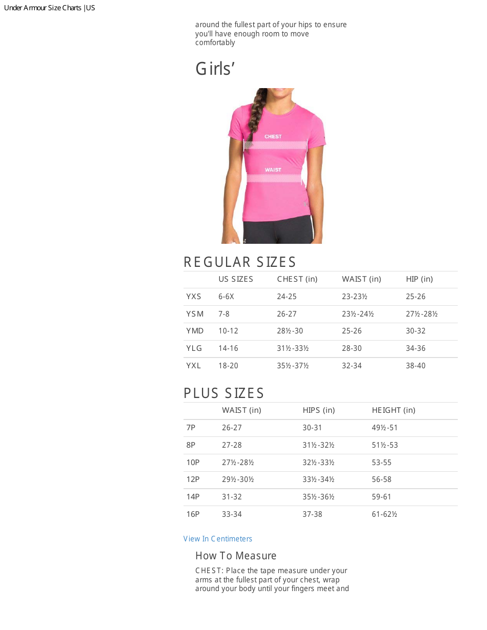 Sportswear Size Chart Under Armour Big Pictures Download Printable Pdf Templateroller 2900