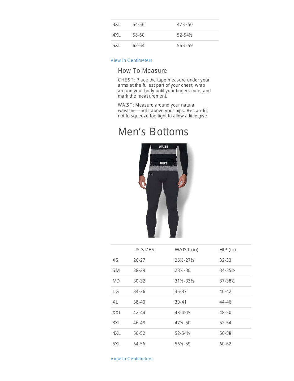 Sportswear Size Chart Under Armour Big Pictures Download Printable Pdf Templateroller 3727