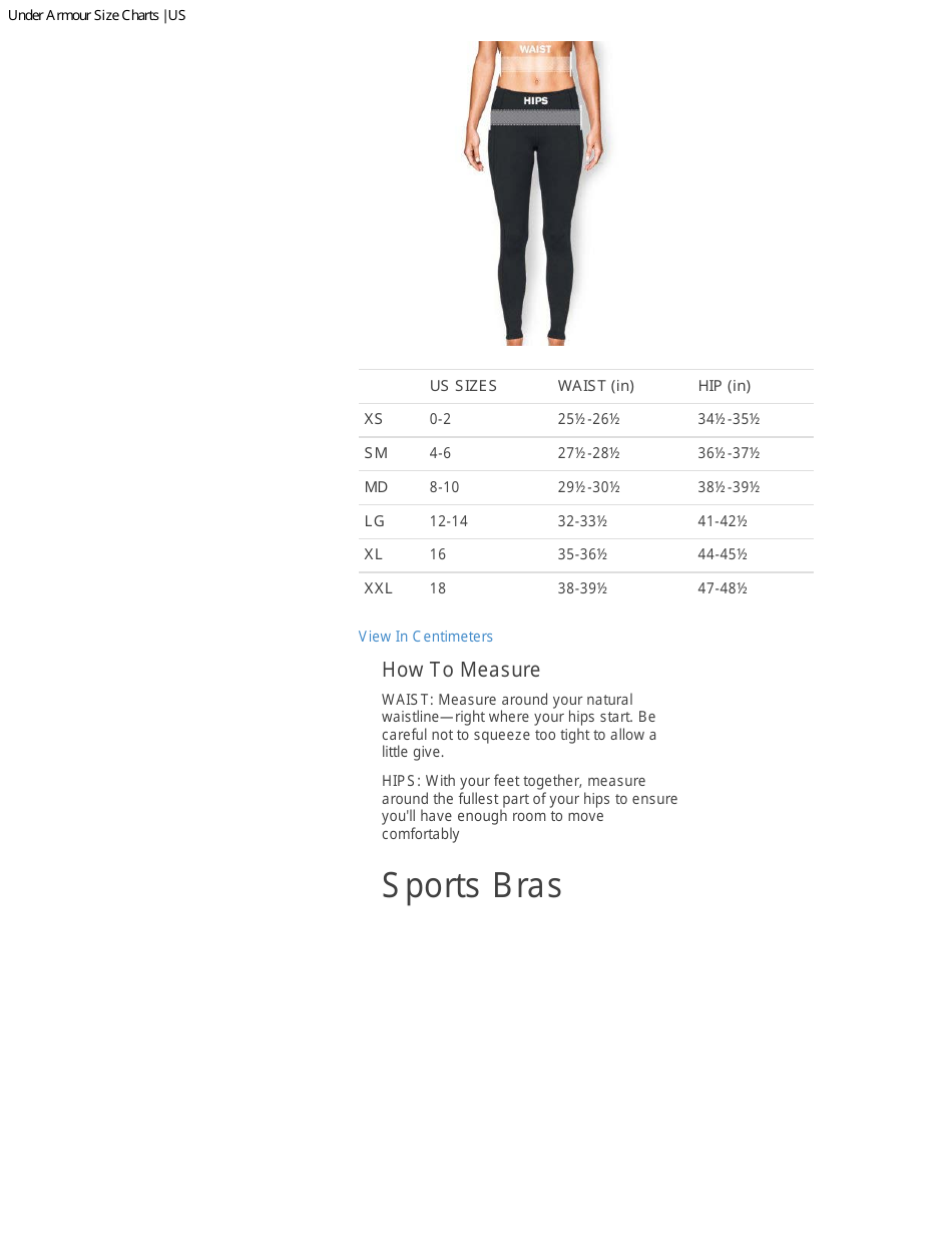 Sportswear Size Chart - Under Armour - Big Pictures Download Printable