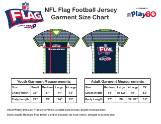 Document preview: Football Jersey Size Chart - Nfl Flag